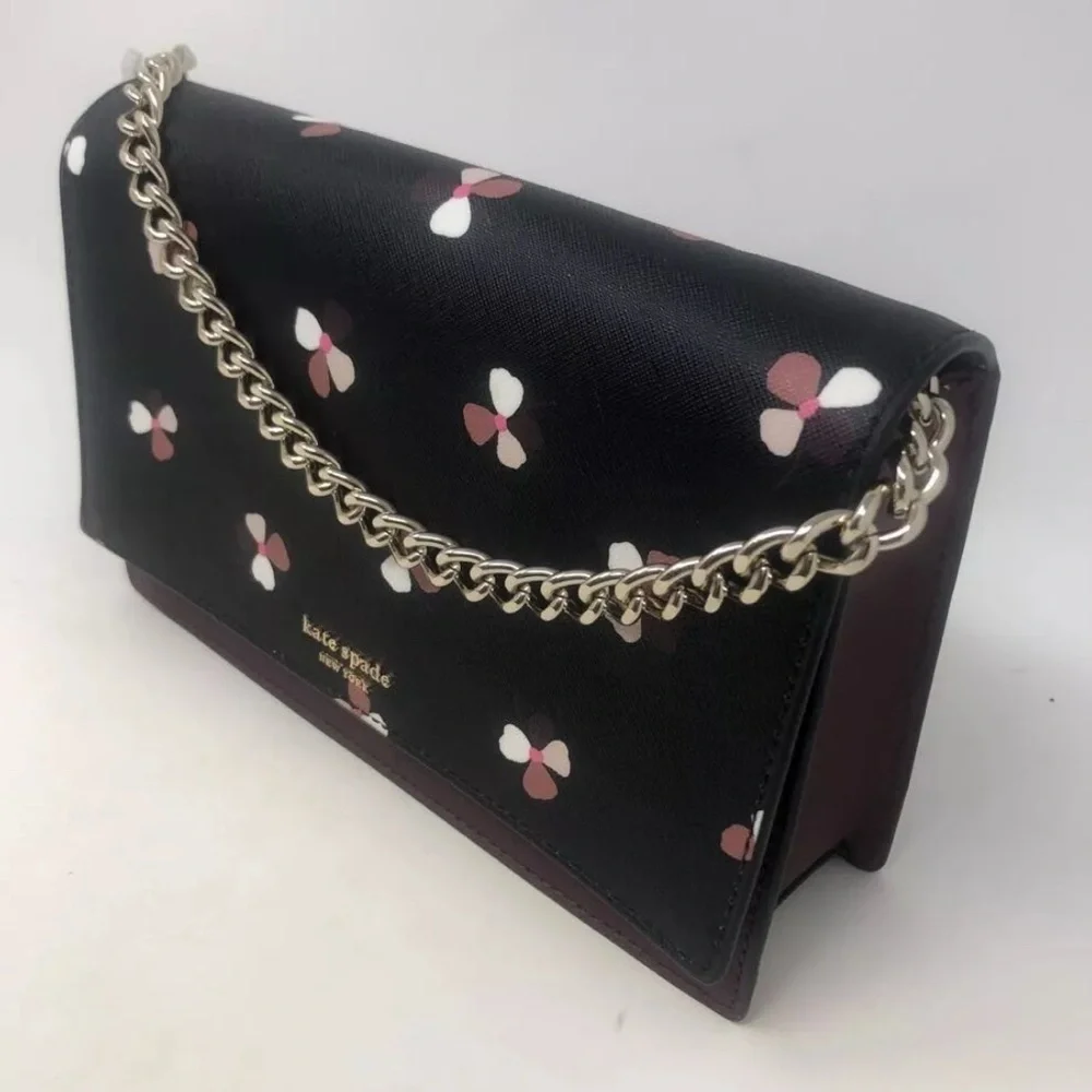 Kate Spade Black and Purple Crossbody Bag with Gold Chain‎